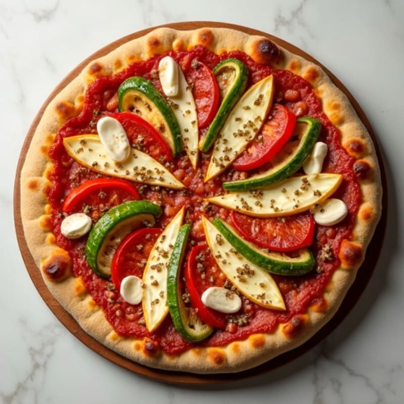 Crispy Whole Wheat Pizza with Lean Turkey Pepperoni and Roasted Vegetables