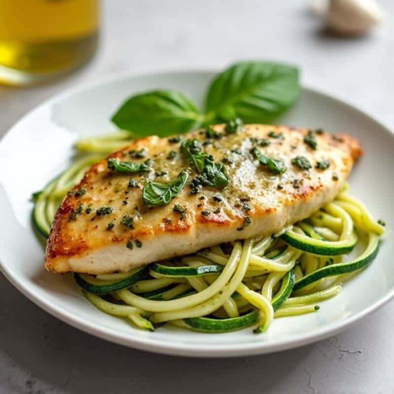 Creamy Pesto Chicken with Zucchini Noodles