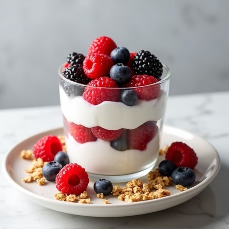 Creamy Greek Yogurt Parfait with Mixed Berries and Protein Granola
