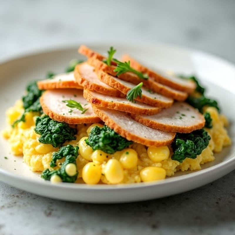 Egg White Scramble with Spinach and Turkey Breast