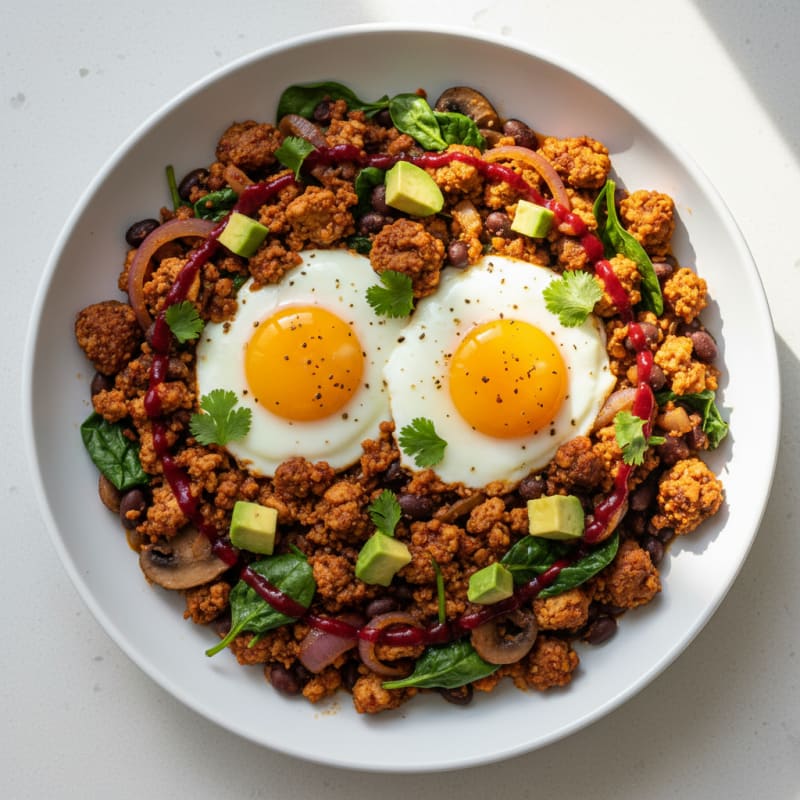Spicy Skillet Eggs with Black Beans