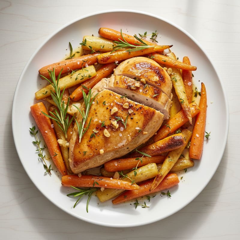 Garlic Herb Roasted Chicken with Root Vegetables