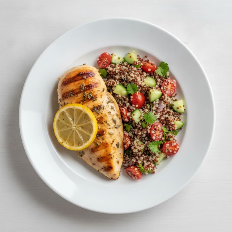 Grilled Lemon Herb Chicken Breast with Quinoa Salad