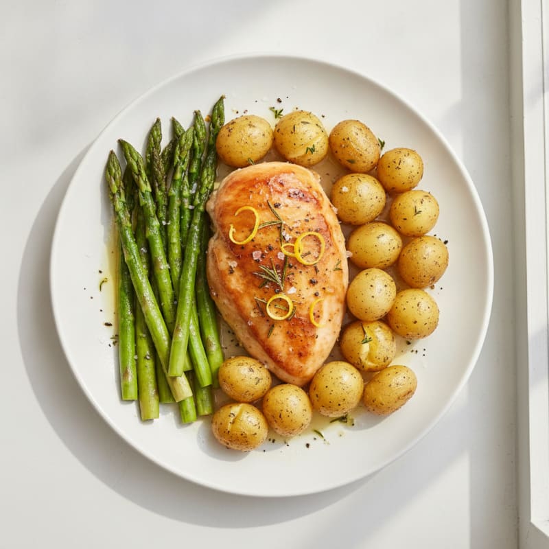 Lemon Herb Roasted Chicken with Asparagus