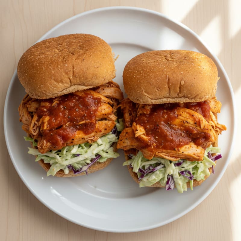 Slow-Cooked Shredded Chicken Sandwiches