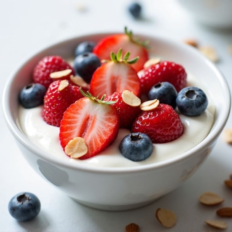 Creamy Greek Yogurt with Fresh Berries and Crunchy Almonds