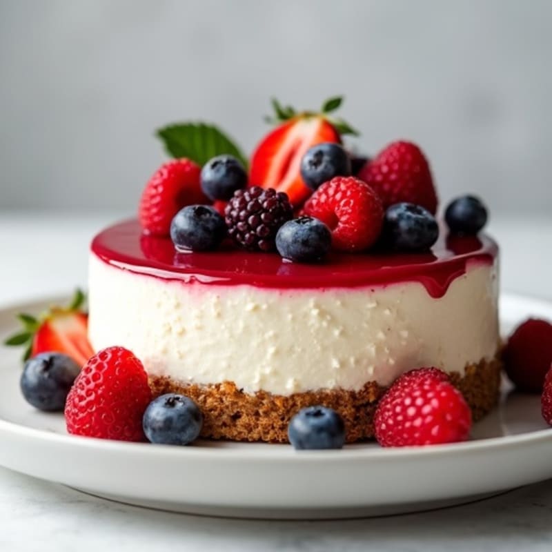 Greek Yogurt Protein Cheesecake with Fresh Berries