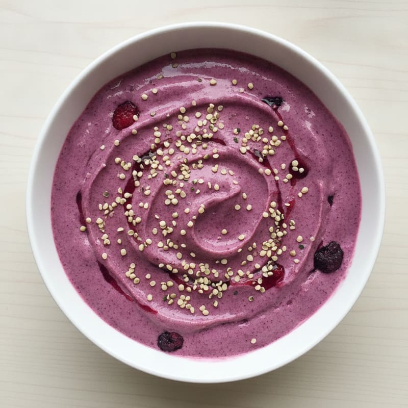 Silky Tofu Berry Smoothie Bowl with Hemp Seeds