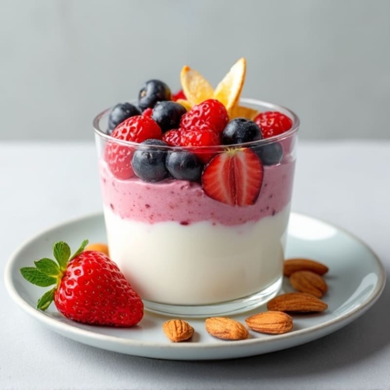 Greek Yogurt Protein Parfait with Mixed Berries and Almonds