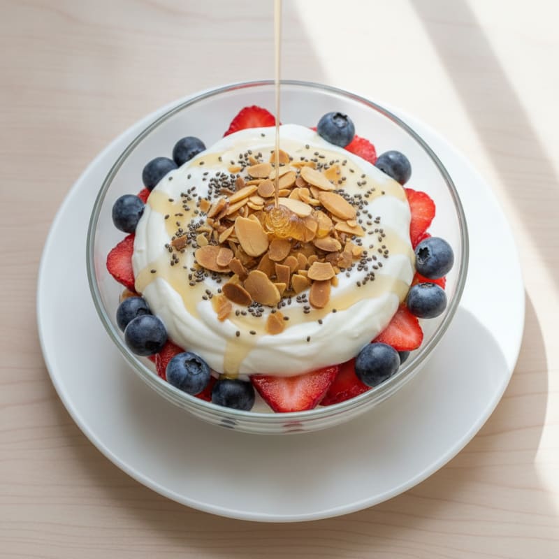 Creamy Greek Yogurt Parfait with Mixed Berries and Almond Crunch