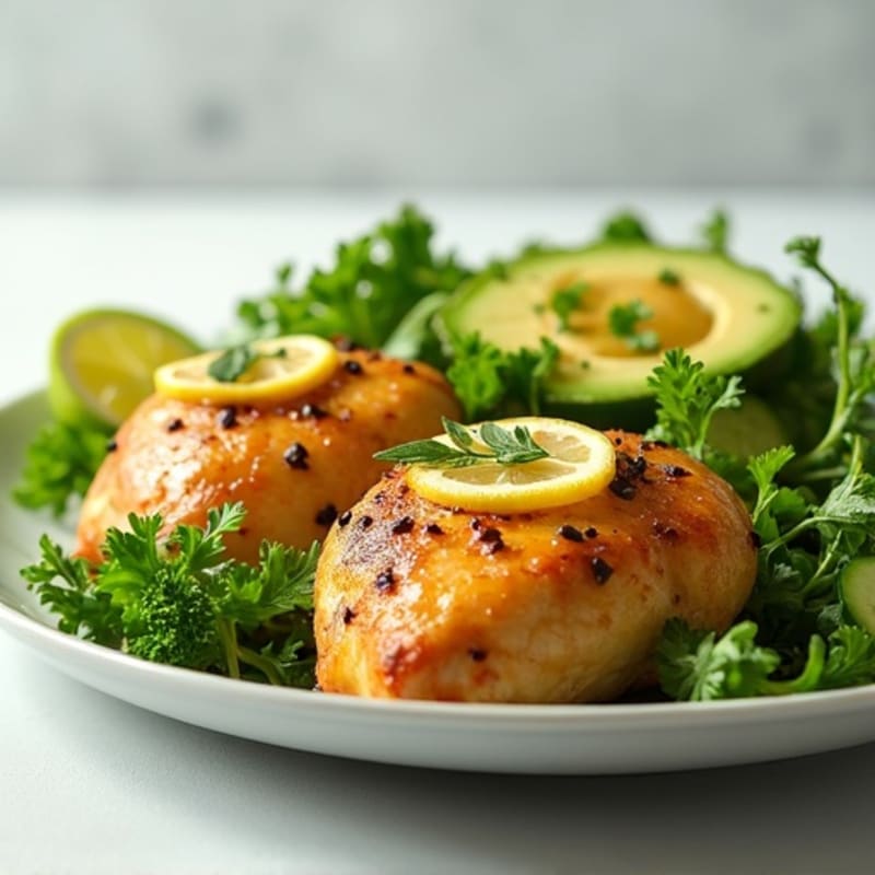 Lemon-Garlic Roasted Chicken with Fresh Herb Salad