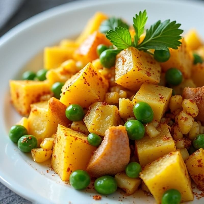 Savory Spiced Potato and Pea Scramble