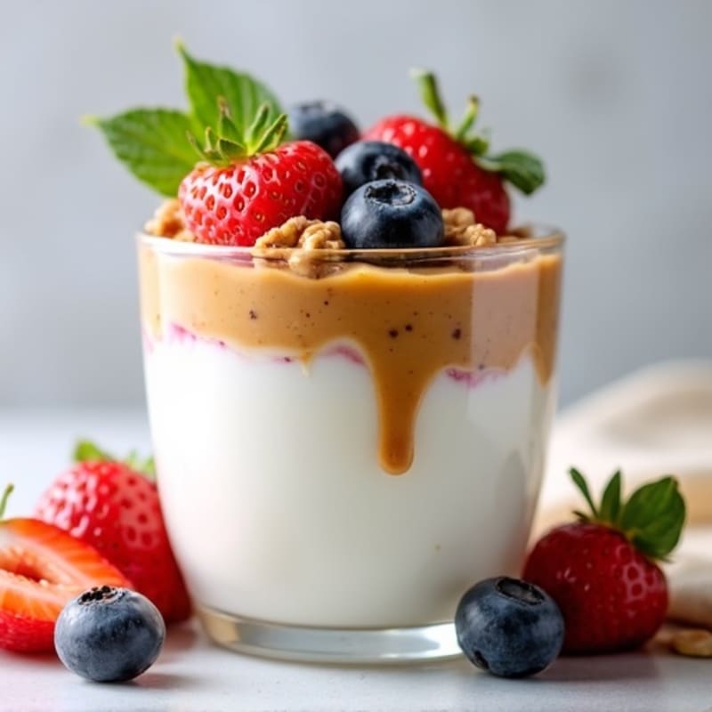Greek Yogurt Protein Parfait with Almond Butter and Berries