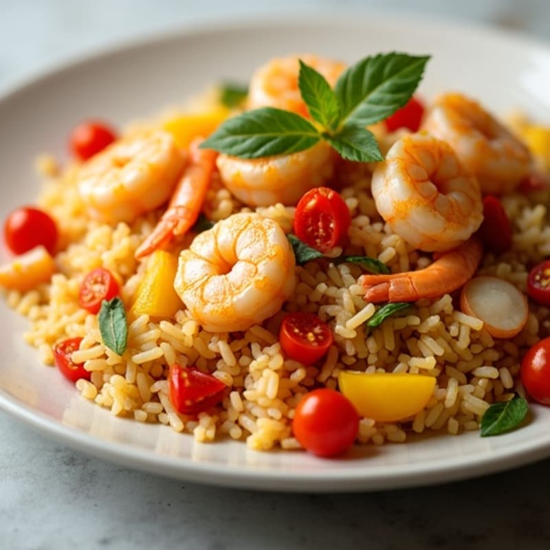 Saffron Shrimp and Seafood Rice Skillet