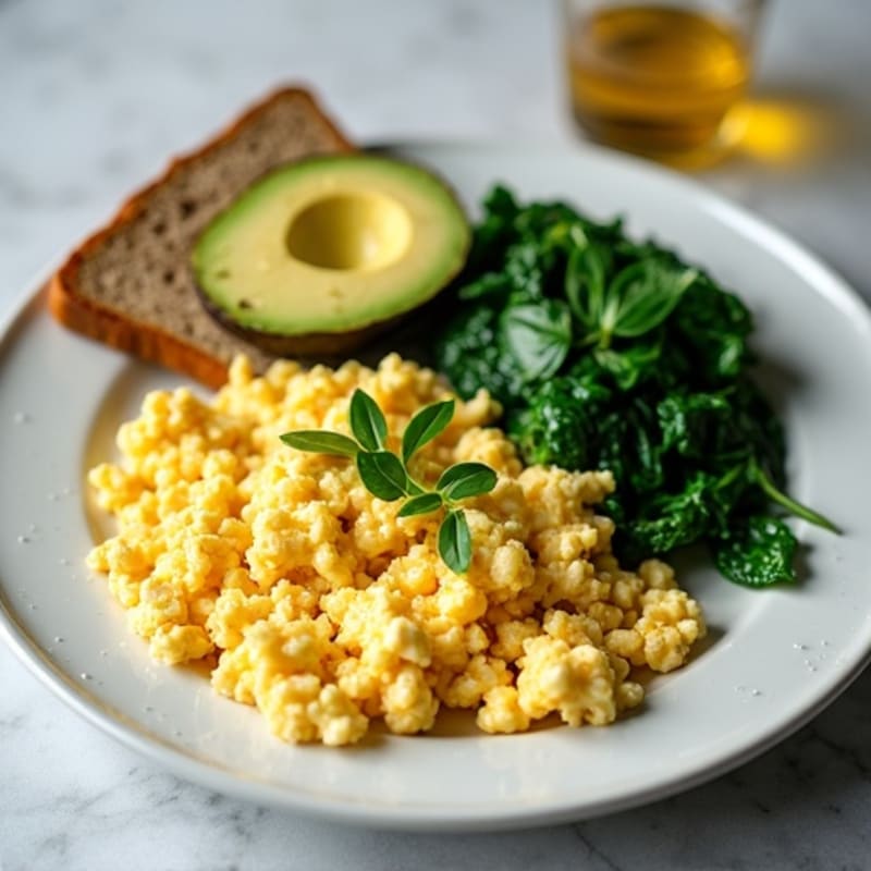 Egg White Scramble with Lean Turkey and Sautéed Spinach