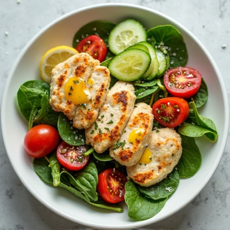 Grilled Chicken Spinach Salad with Lemon Vinaigrette