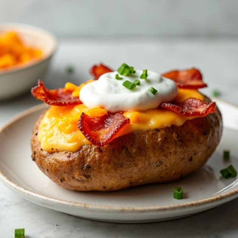 Crispy Twice-Baked Potato with Turkey Bacon