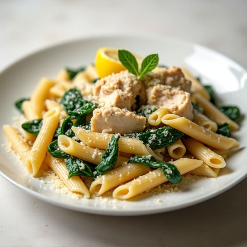 Creamy Lemon Garlic Chicken Pasta with Spinach