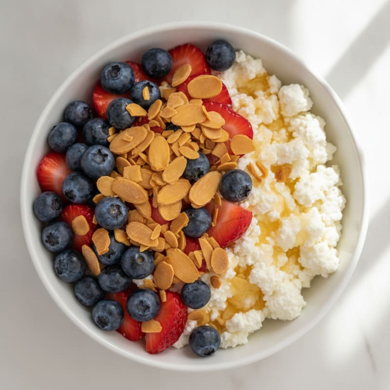 Cottage Cheese Berry Bowl with Toasted Almonds