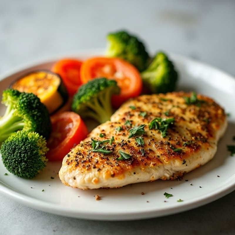 Herb-Crusted Pan Seared Chicken with Roasted Vegetables