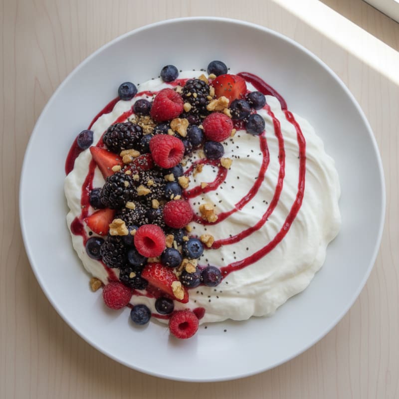 Silky Greek Yogurt Protein Mousse with Mixed Berries
