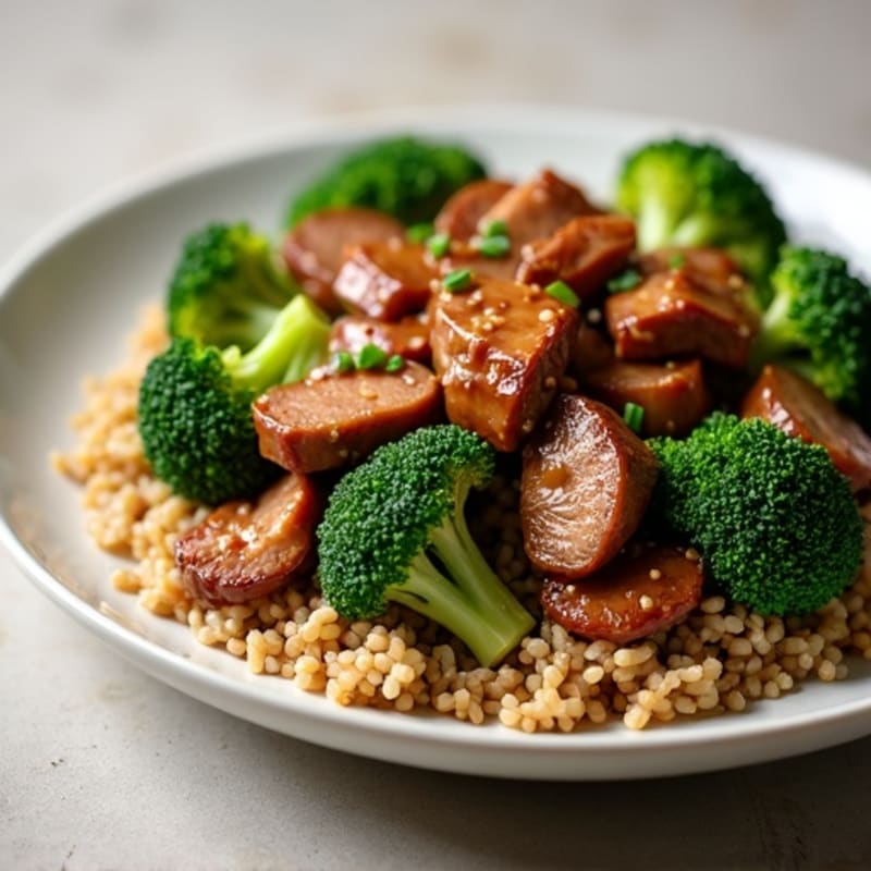 Savory Stir-Fried Beef and Crispy Broccoli with Brown Rice