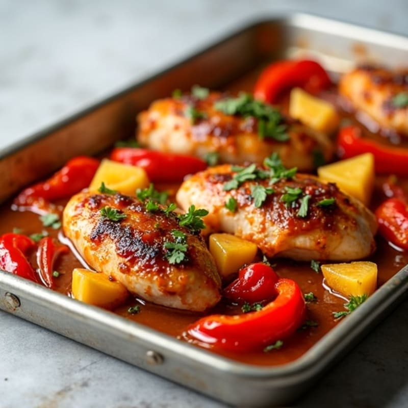 Sheet Pan Sweet and Sour Chicken with Roasted Bell Peppers