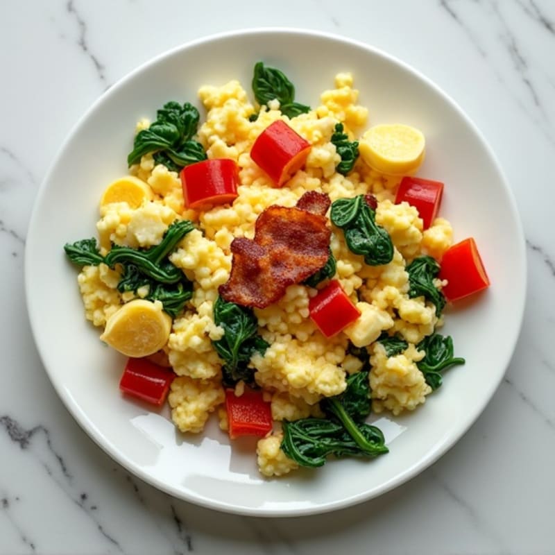 Cottage Cheese Scramble with Spinach and Turkey Bacon