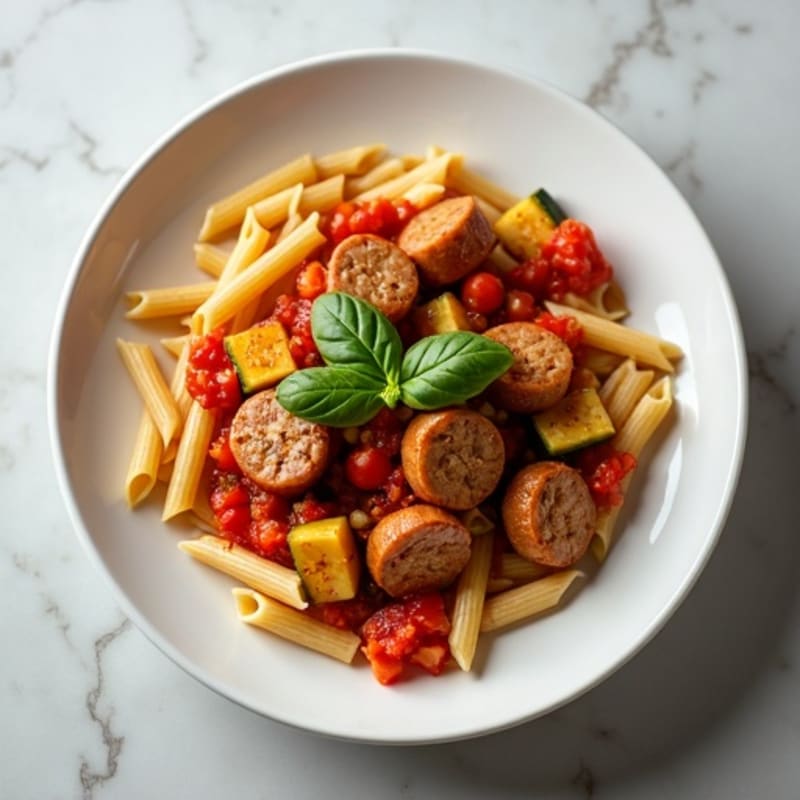 Lean Sausage and Vegetable Ragu with Whole Wheat Pasta