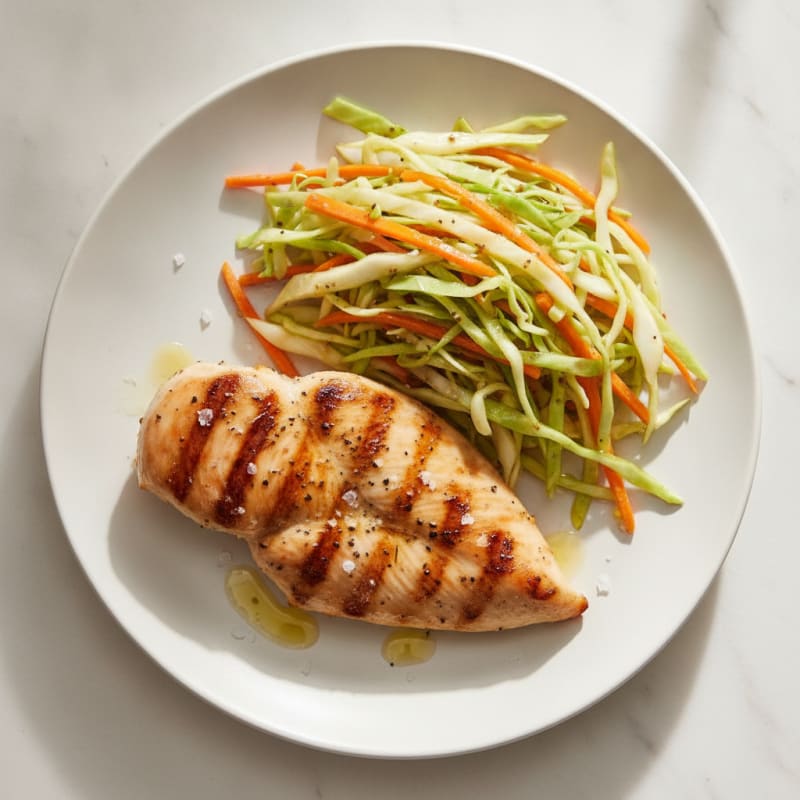 Grilled Chicken Breast with Crunchy Cabbage Slaw