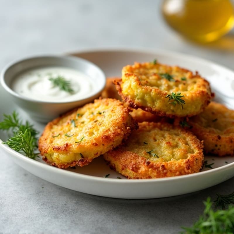Crispy Air-Fried Green Tomatoes with Herb Yogurt Sauce