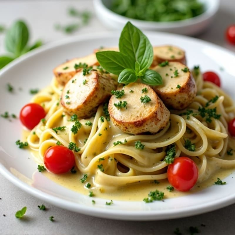 Creamy Pesto Chicken Pasta with Fresh Herbs