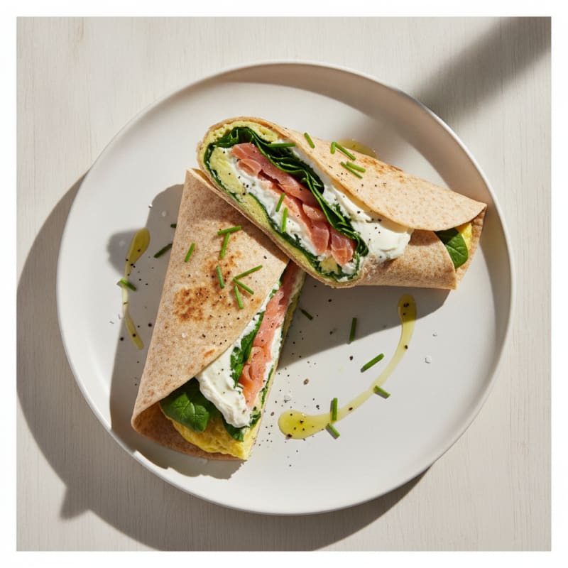 High-Protein Smoked Salmon and Cream Cheese Omelette Tortilla