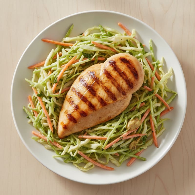 Grilled Chicken Breast with Crunchy Cabbage Slaw