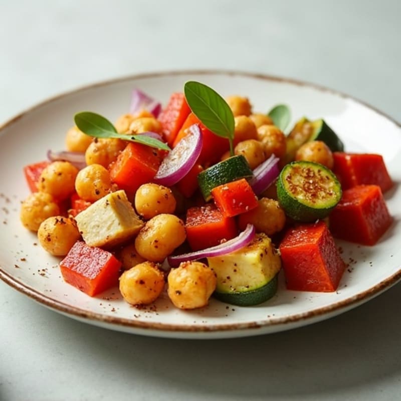 Crispy Roasted Chickpeas with Roasted Vegetables