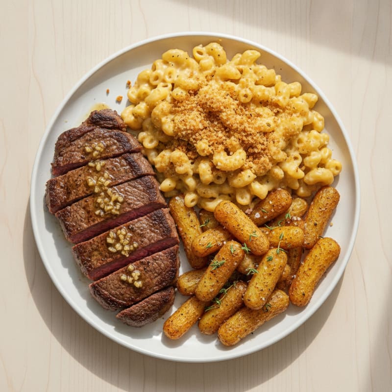 Garlic Butter Steak with Roasted Fingerlings