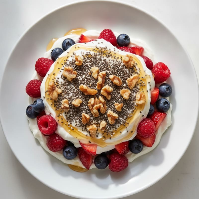 Creamy Greek Yogurt Parfait with Mixed Berries and Chia Seeds