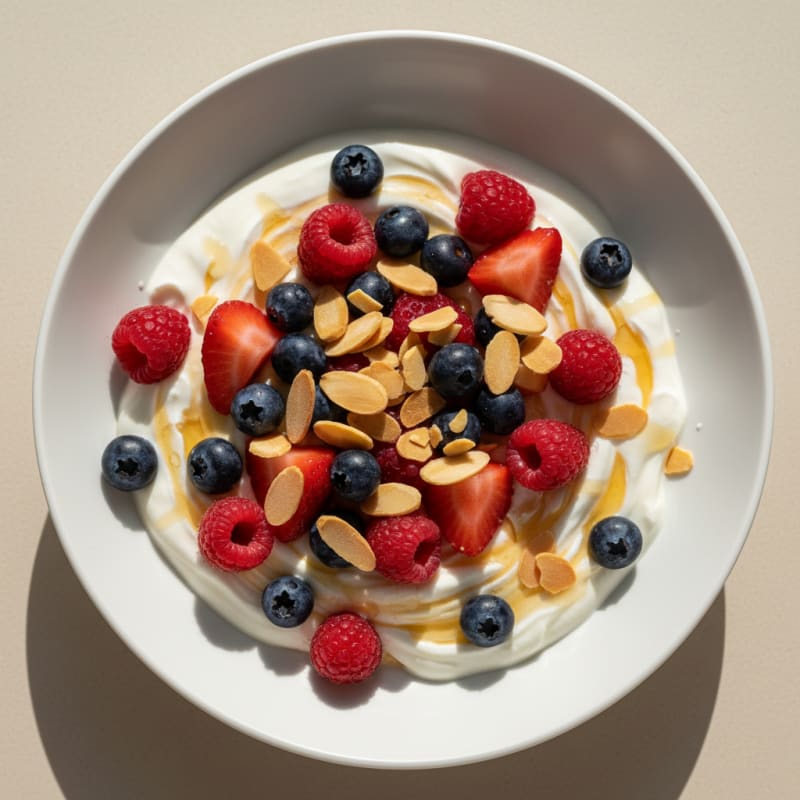 Greek Yogurt Protein Bowl with Mixed Berries and Almonds