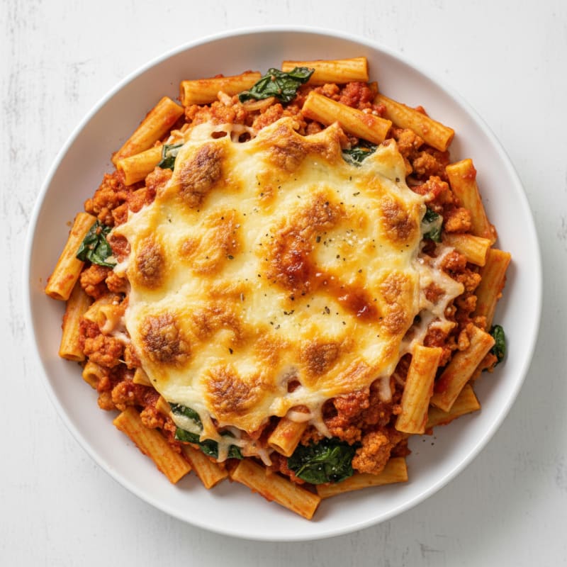 Creamy Baked Ziti with Golden Cheese Crust