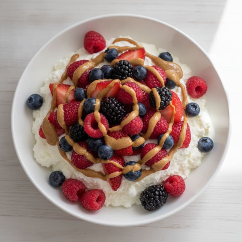 Greek Yogurt Protein Mousse with Mixed Berries