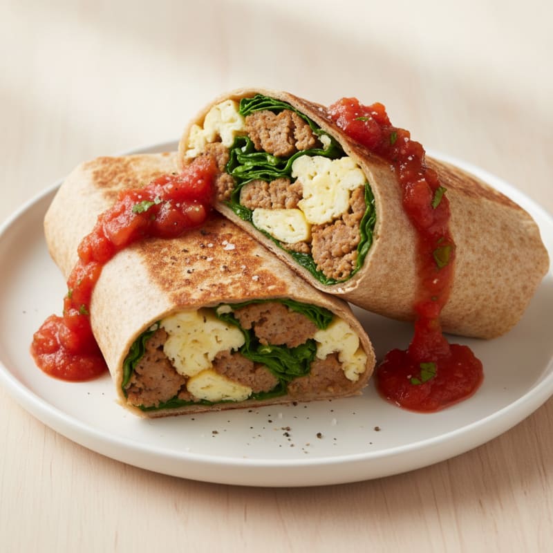 Hearty Sausage Breakfast Burrito with Salsa