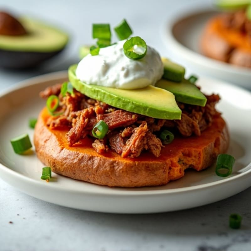 Pulled Pork Loaded Crispy Sweet Potatoes