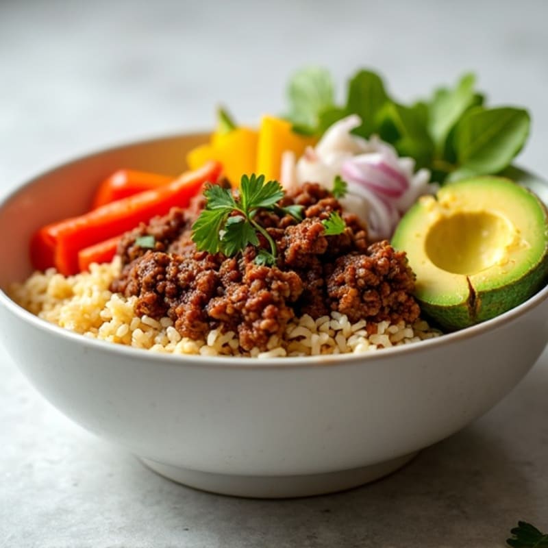 Seasoned Ground Beef Bowl with Special Sauce
