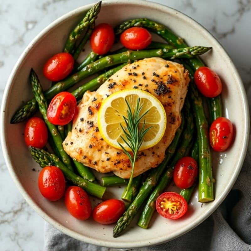 Sheet Pan Lemon Herb Chicken with Roasted Asparagus and Cherry Tomatoes