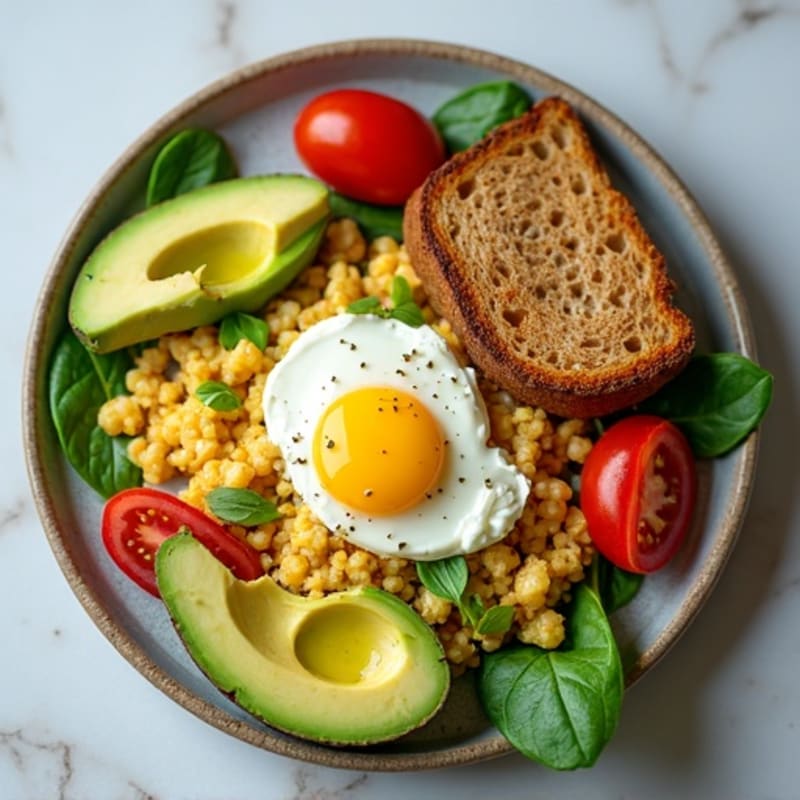Egg White and Turkey Sausage Scramble with Cottage Cheese