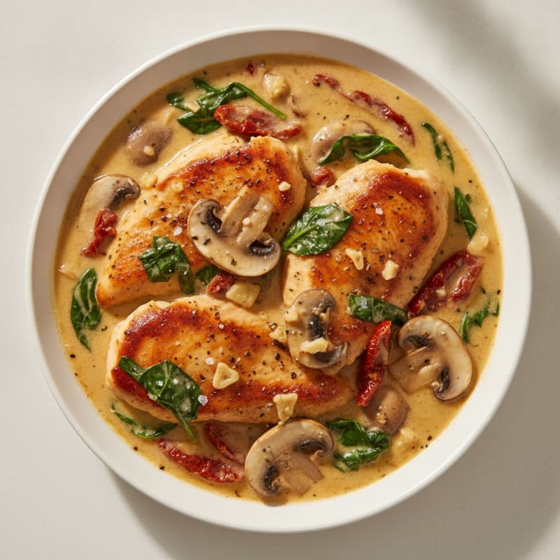 Creamy Tuscan Garlic Chicken with Mushrooms
