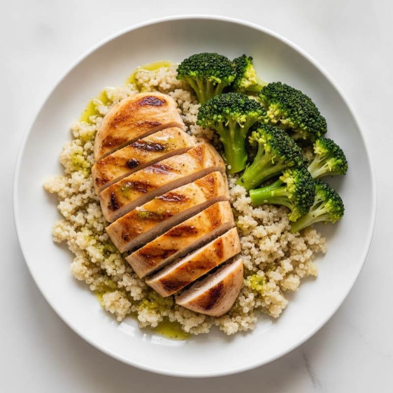 Grilled Chicken Breast with Quinoa and Steamed Broccoli