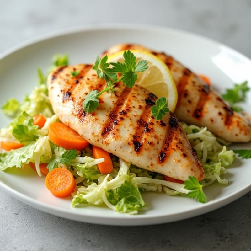 Grilled Chicken Breast with Crunchy Cabbage Slaw