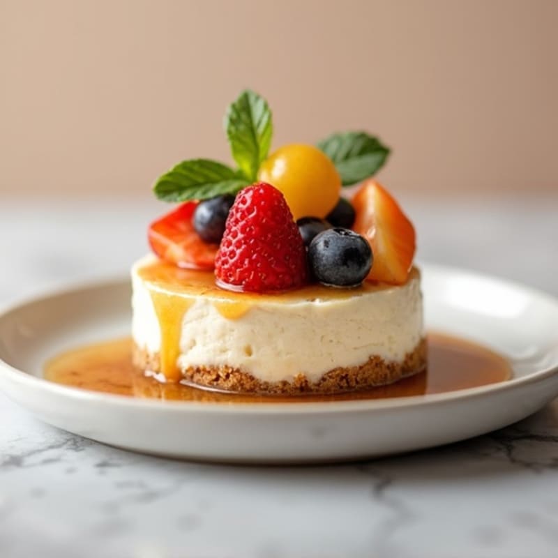 Mini Creamy Greek Yogurt Protein Cheesecake with Mixed Fruit