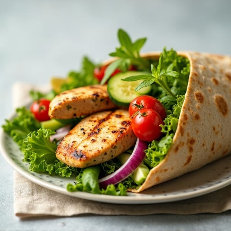 Herb-Marinated Grilled Chicken Wrap with Fresh Vegetables